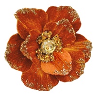 Brown Magnolia w. Glitter Edge Clip 13cm