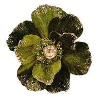 Sage Magnolia w. Glitter Edge Clip 13cm