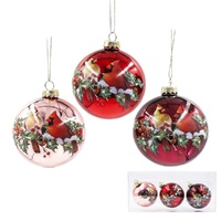 Baubles Red & Pink 8cm Set of 3