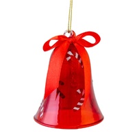 Candcane Glass Bell Red 10cm