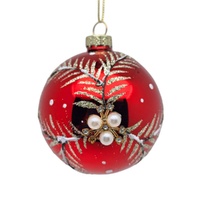 Glass Bauble w. Etched Pinecone 8cm