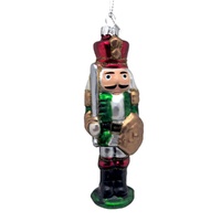 Green Glass Nutcracker Hanging 13cm