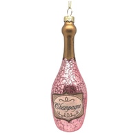 Pink Glass Champagne Bottle 14cm
