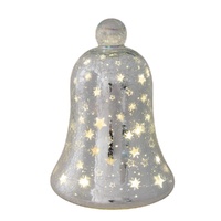 LED Crackle Glass Silver Bell 22cm
