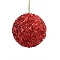 Sequin Bauble Red 15cm