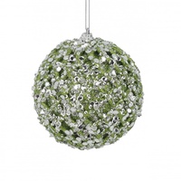 Icey Sequin Mint Bauble 10cm