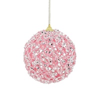 Icey Sequin Pink Bauble 10cm