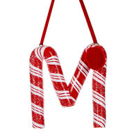 Candy Cane Letter M Hanging 10cm