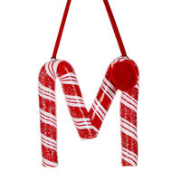 Candy Cane Letter M Hanging 10cm