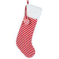 Red Christmas Stocking With Stripes 71cm
