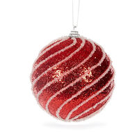 Red And White Sugar Swirl Bauble 10cm