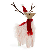 Medium Pink Reindeer with Scarf Blush 27cm