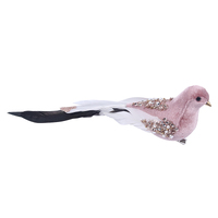 Pink Velvet Bird Clip 28cm