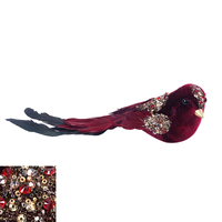 Burgundy Bird Clip 28cm