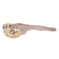 Champagne Feather Bird Clip 16cm