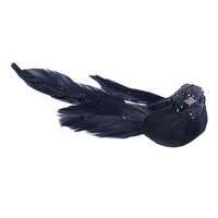 Black Feather Bird Clip 17cm