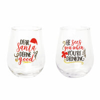 Novelty Stemless Wine Glass 600ml 2 pack