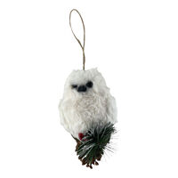 White Hanging Owl w. Pinecone 15cm