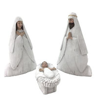 White Gold Nativity 3 pc Set 23cm