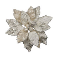 Icy Pearl Poinsettia Clip 18cm 