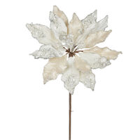 Icy Pearl Poinsettia Pick 25cm 