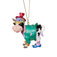 Cow in Fancy Clothes Tree Hanging 8cm