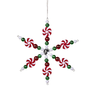 Red, White & Green Candy Snowflake 17cm
