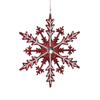 Red & White Snowflake & Jewel Centre 20cm