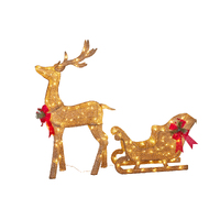Sleigh & Reindeer Set with Lights 71cm