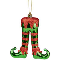 Red & Green Elf Legs Hanging Christmas Decoration 12cm