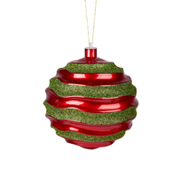 Red & Green Wavy Bauble 15cm
