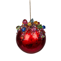 Bauble Red with Multicolour Jewels 