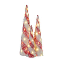 LED Red Cone Trees 100cm Set of 3