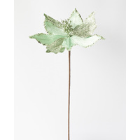 Poinsettia Glitter Frozen Mint Stem 64cm