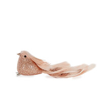 Peach Feather Clip Bird 21cm