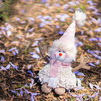 Pink Sitting Snowman 17cm