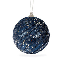 Navy Swirl Bauble 10cm