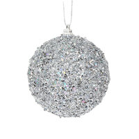 Silver Sugar Bauble 8cm