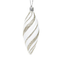 Champagne Glitter Swirl Drop Bauble 8cm