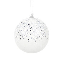 White Glitter Bauble 10cm