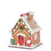 LED Gingerbread House w. Wreath 16cm