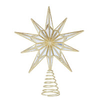 9 Point Mirrored Tree Topper Star Gold 31cm