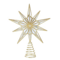 9 Point Mirrored Tree Topper Star Gold 31cm