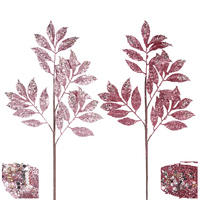 Glitter Leaf Stem Magenta & Bubble Gum 70cm 1pc 2A