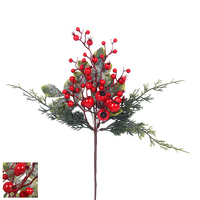 Red Berry & Leaves Pick 38cm