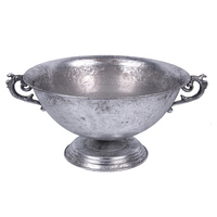 Antique Silver Metal Footed Pot 33cm