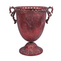 Red Metal Footed Metal Pot 36cm