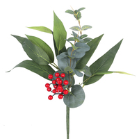 Red Berries Leaves Spray 41cm