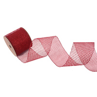Red Mesh Wire Ribbon 10cm