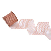 Rose Gold Mesh Wire Ribbon 10cm